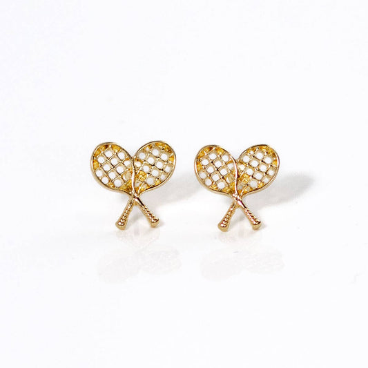 Racquet Stud Gold Earrings