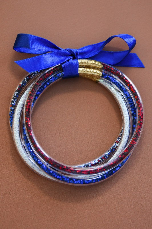 Patriotic Confetti Sequin Tube Bracelets