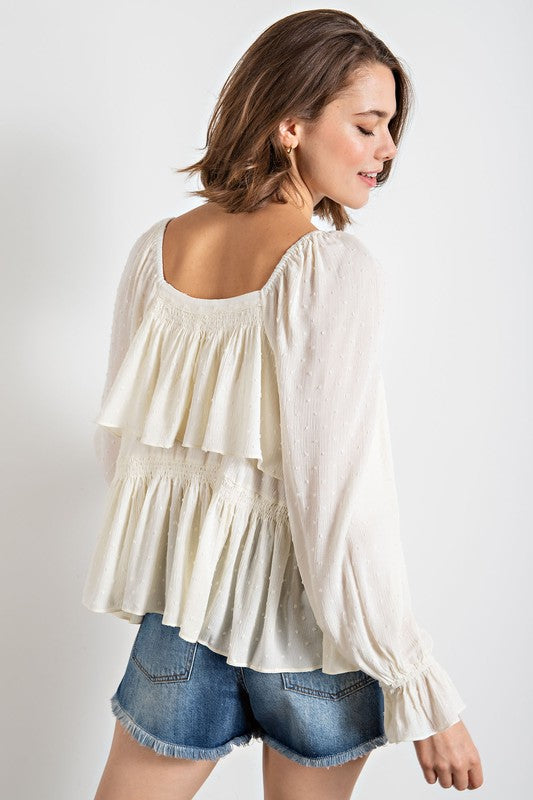 Pom Pom Ruffle Top