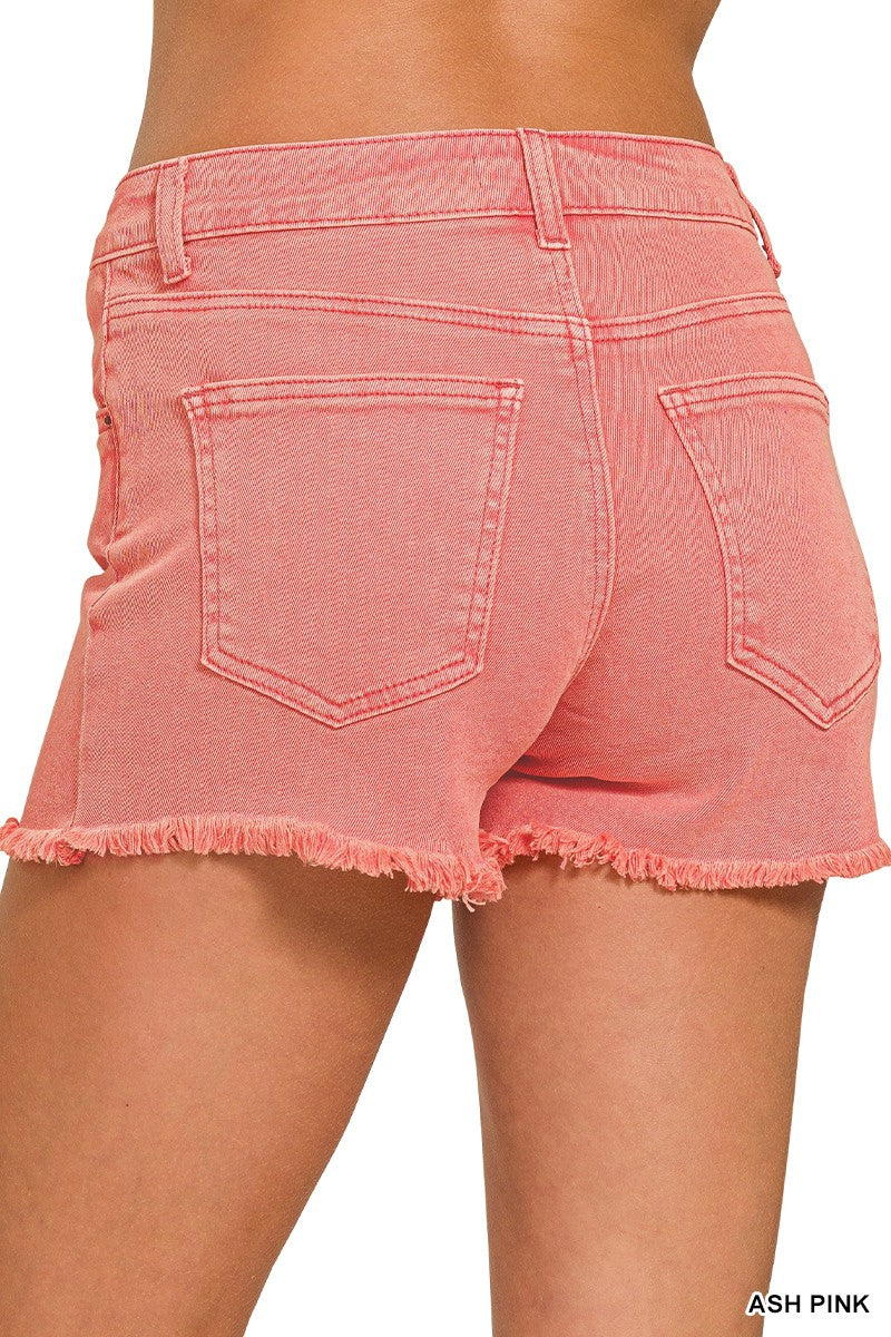 Acid Washed Frayed Shorts