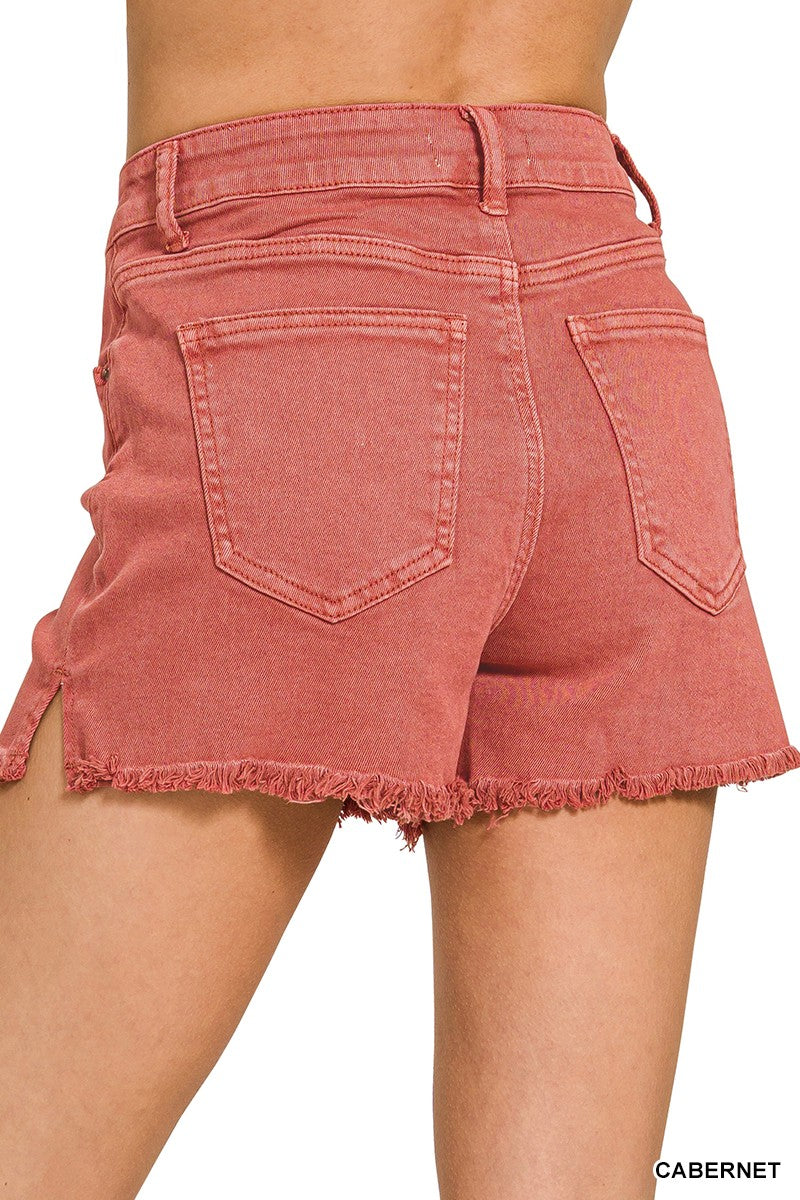 Acid Washed Frayed Shorts