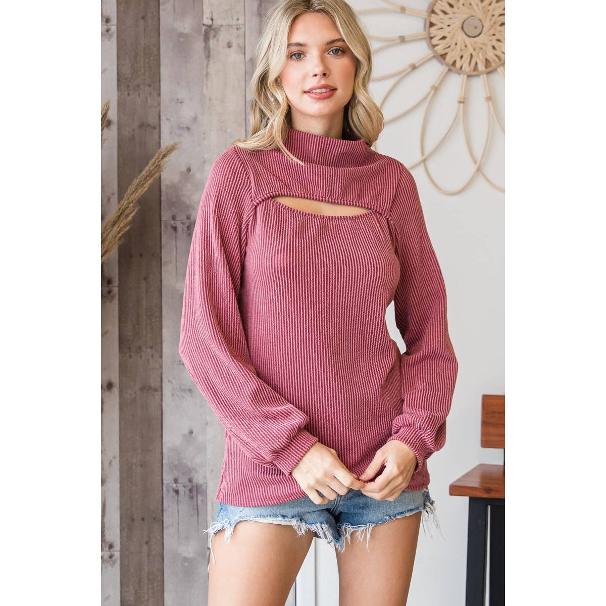 Ribbed Cutout Top