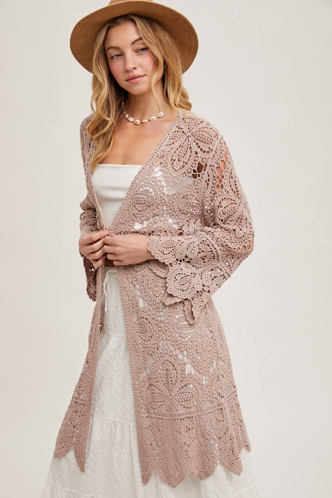 CROCHET BELL SLEEVED CARDIGAN