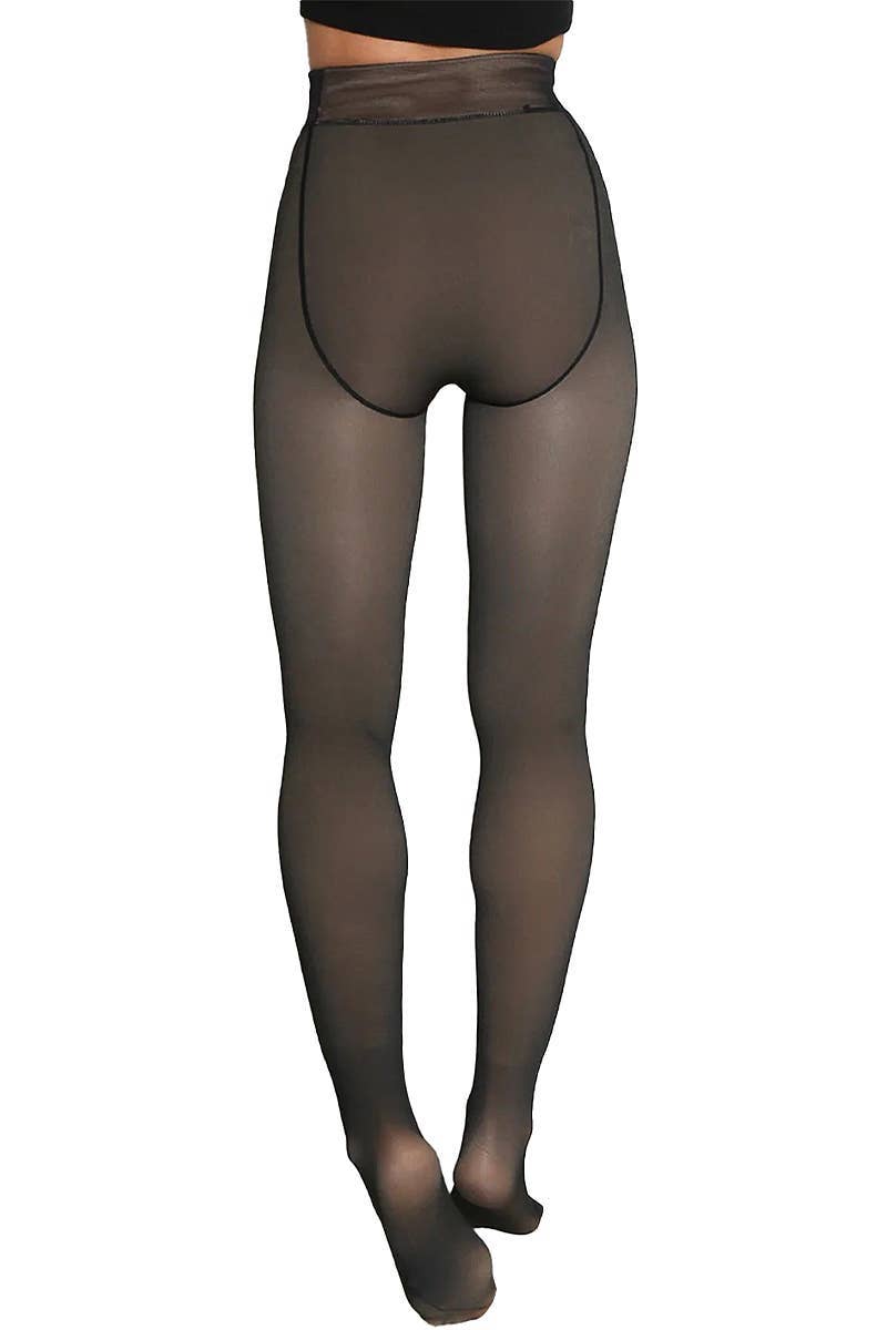 Faux Sheer Fleece Lined Tights