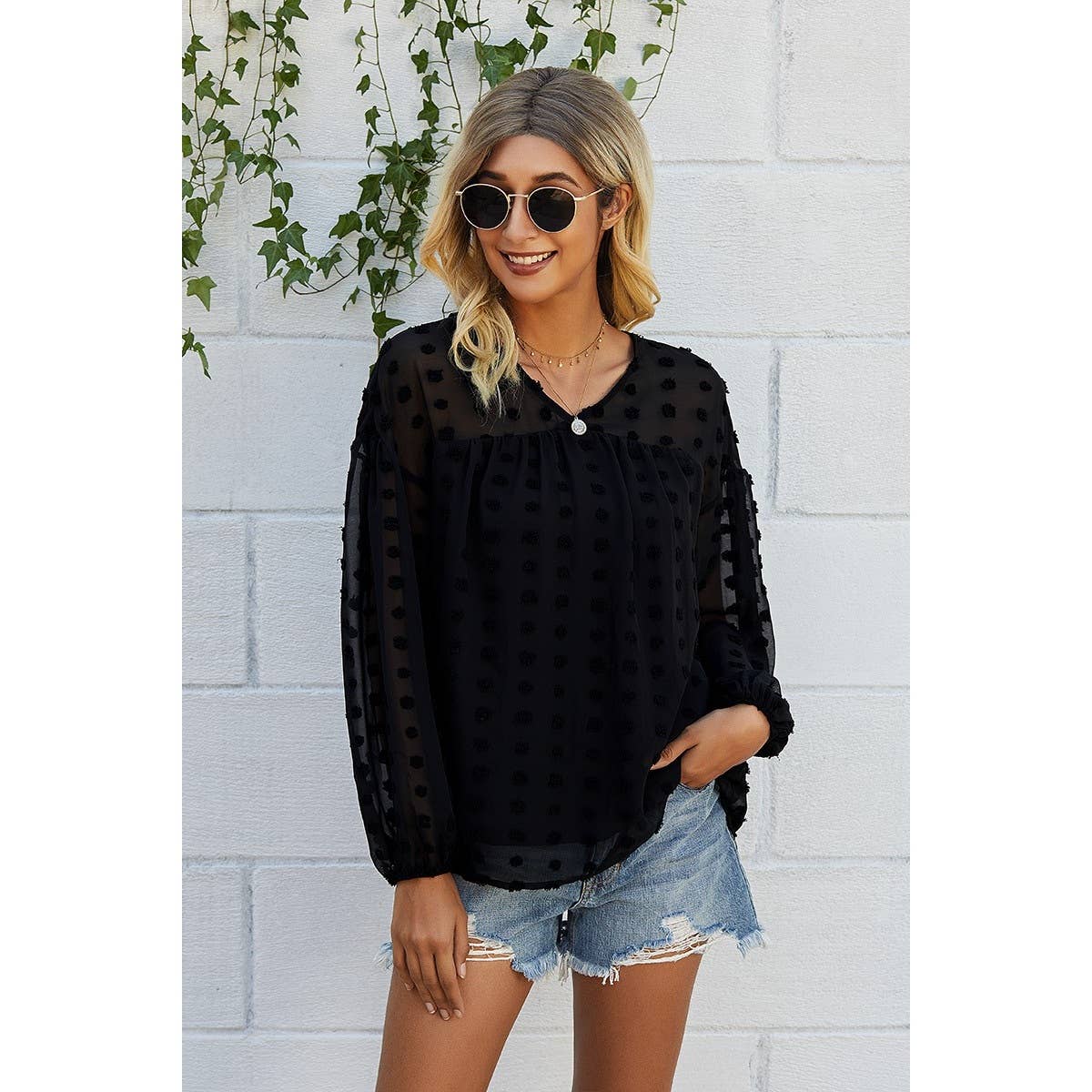 V Neck Long Sleeve Top