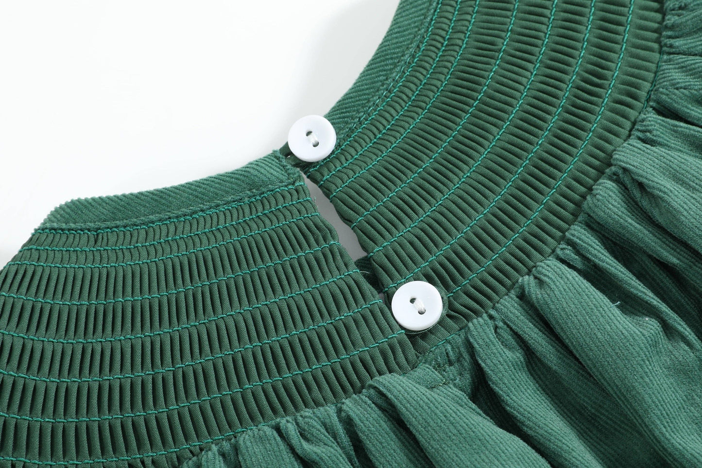 Green Corduroy Smocked Dress
