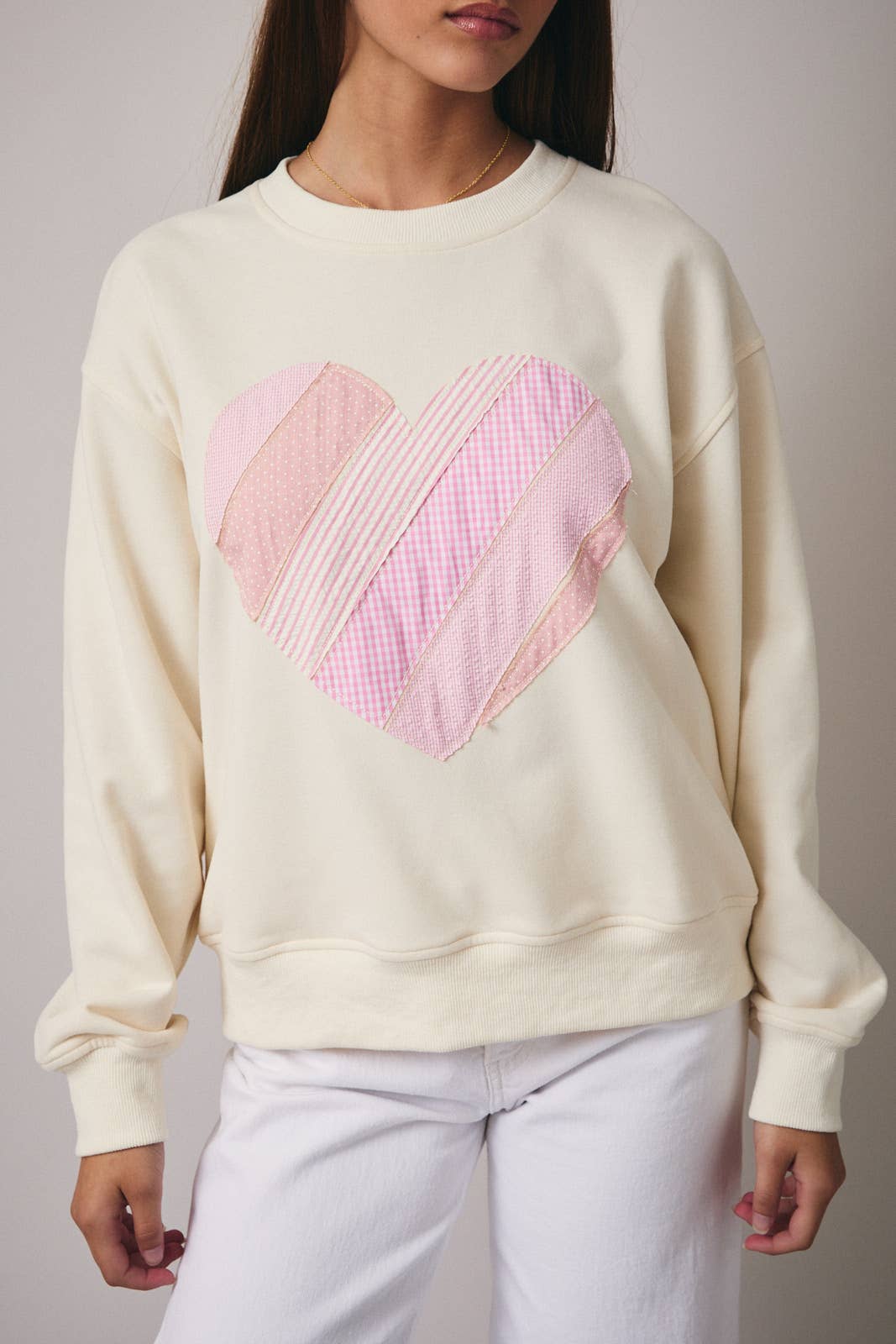 HEART PATCHWORK SWEATSHIRT