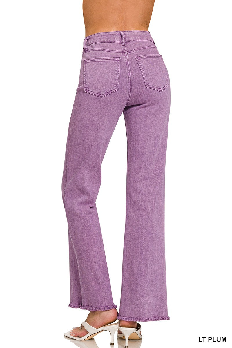 Lt. Plum Frayed Straight Pants
