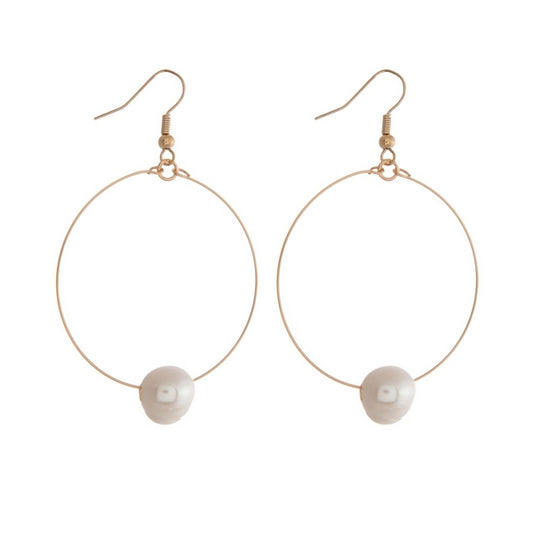 Gold loop with pearl Earrings