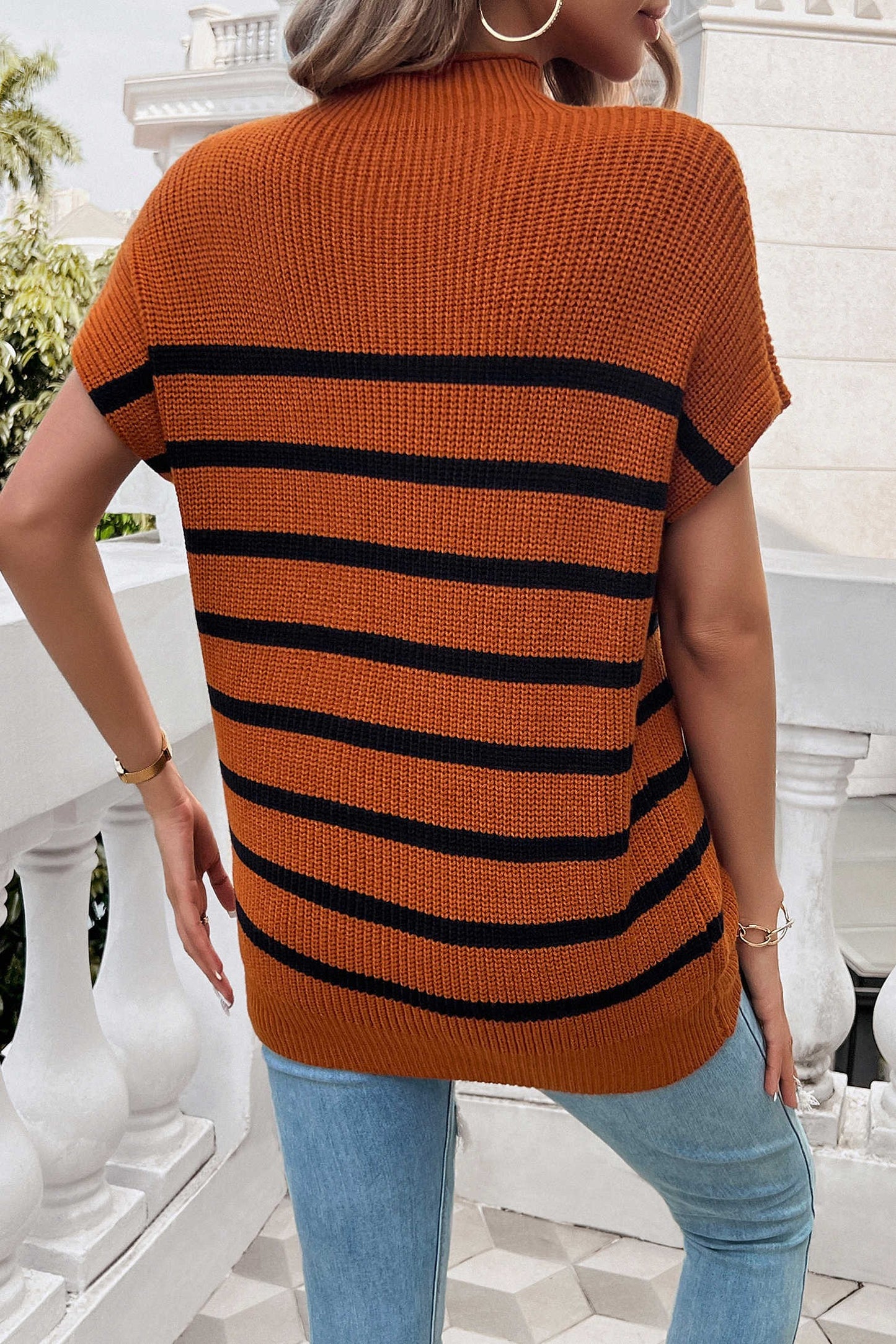 Striped Short Sleeved Sweater