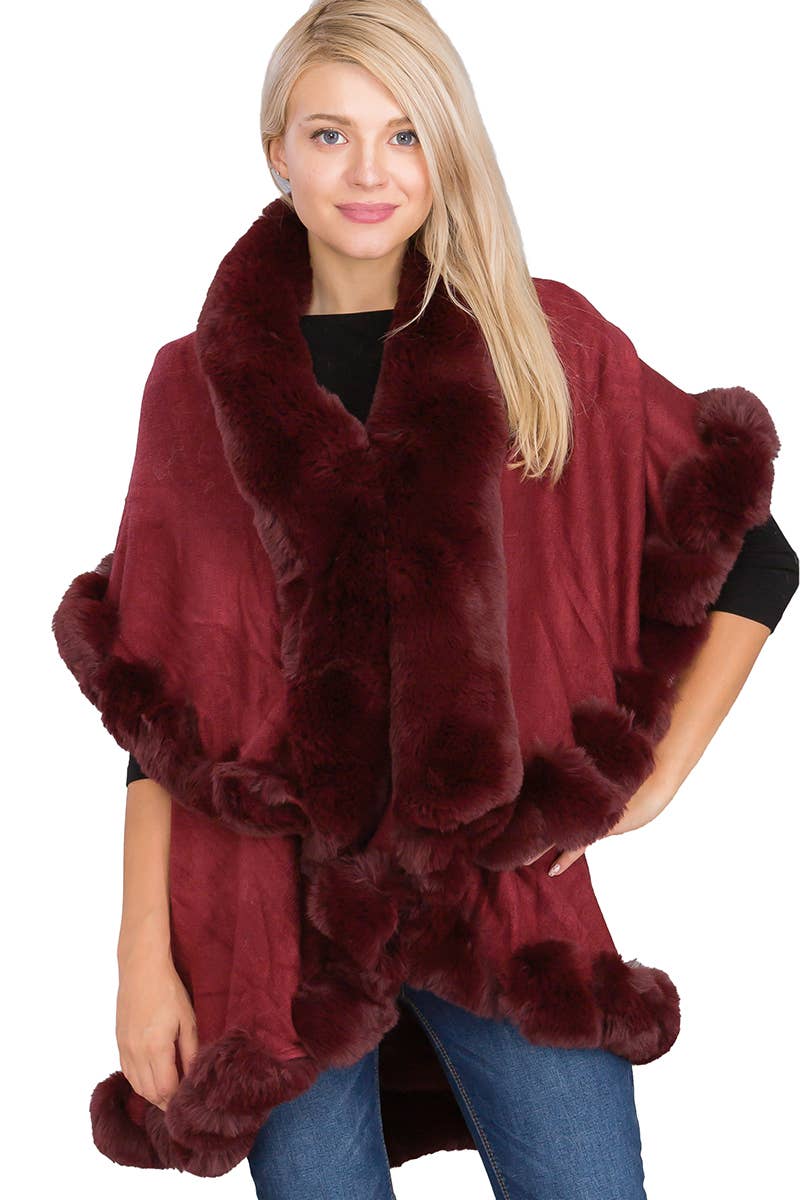 Bubble Fur Cape Poncho