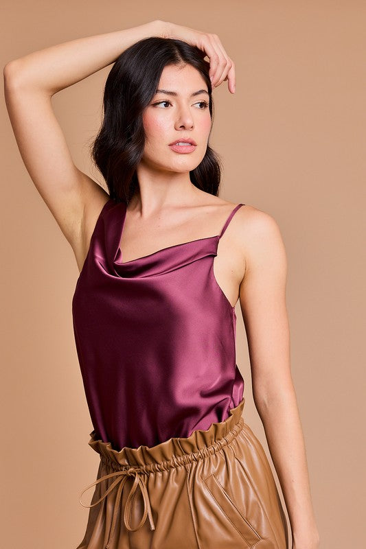 Cowl Neck Sleeveless Bodysuit