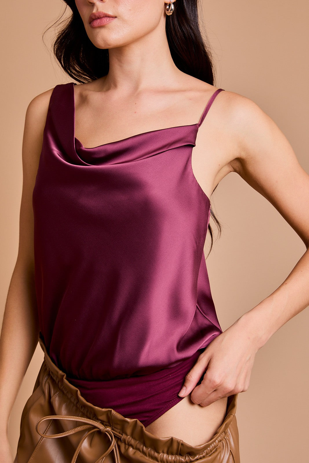 Cowl Neck Sleeveless Bodysuit