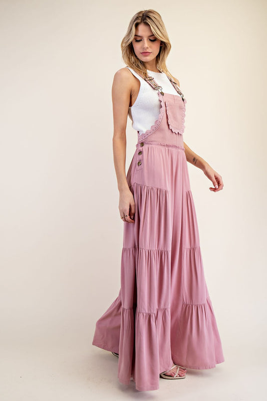 Lace Trim Tiered Sleeveless Jumpsuit