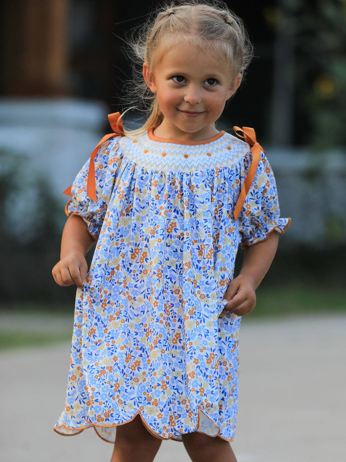 Fall Floral Smocked Dress