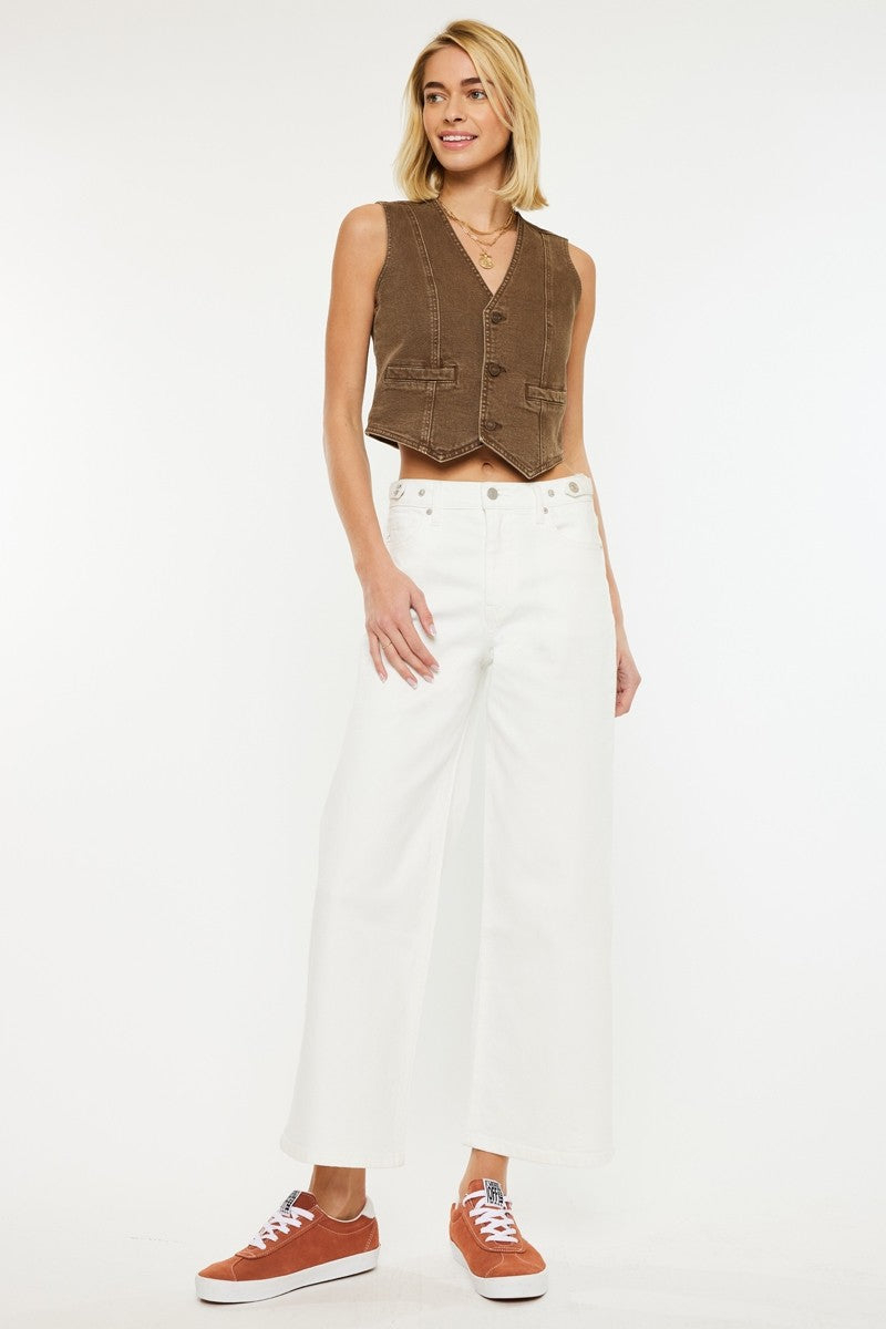 High Rise Cropped Wide Leg Denim