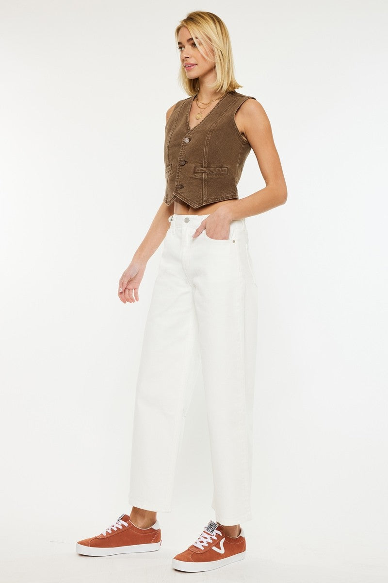 High Rise Cropped Wide Leg Denim