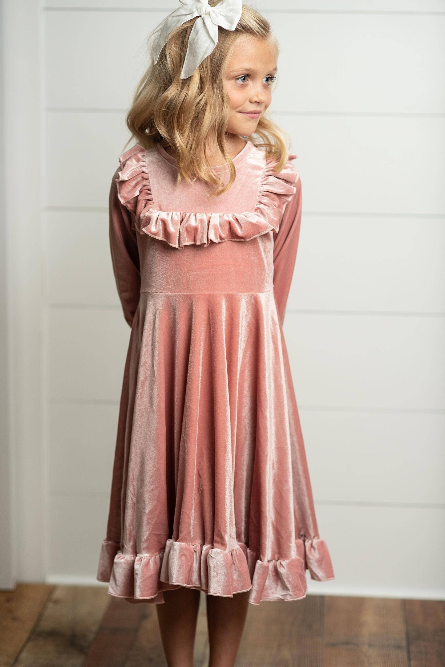Kids Pink Velvet Ruffle Fancy Winter Christmas Holiday Dress The White Cottage on Main Kids Pink Velvet Ruffle Fancy Winter Christmas Holiday Dress The White Cottage on Main