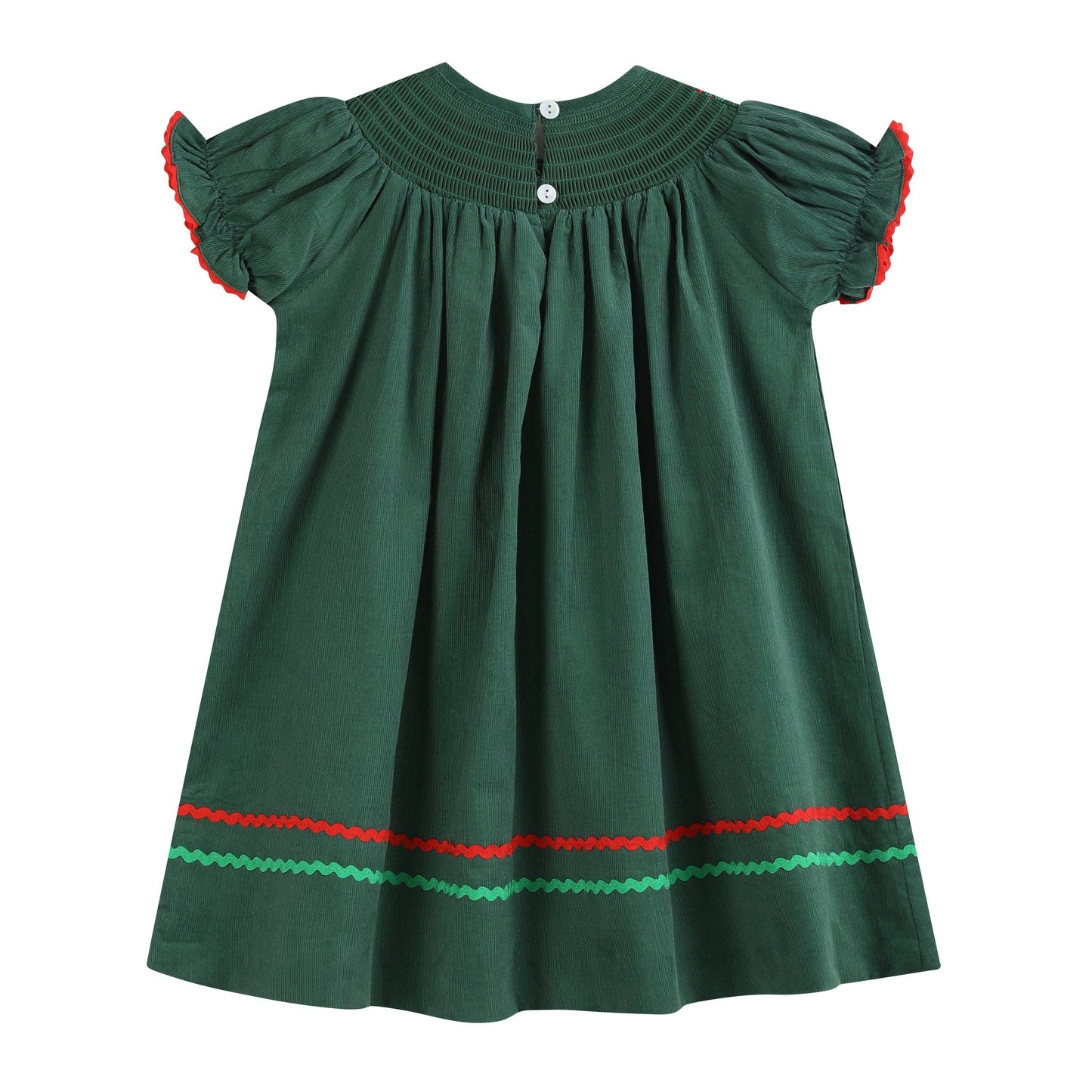 Green Corduroy Smocked Dress