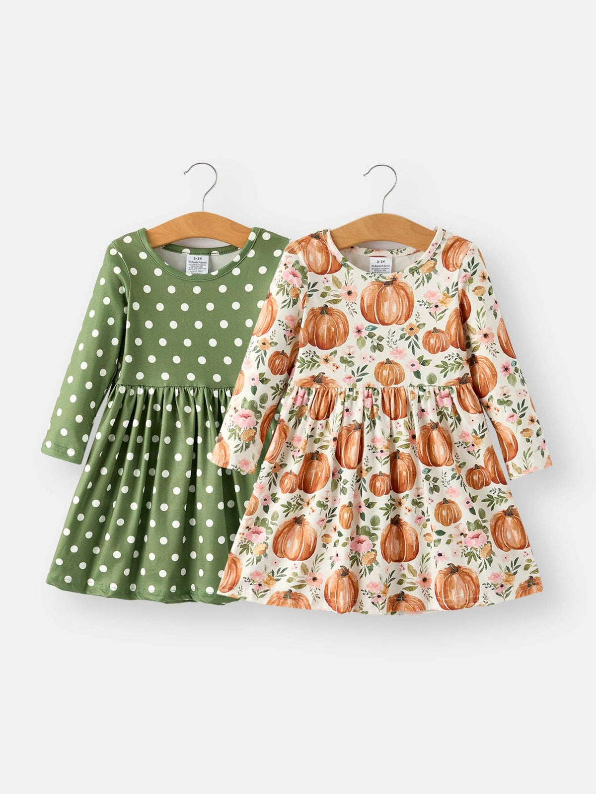 Pumpkin Floral Long Sleeve Dress