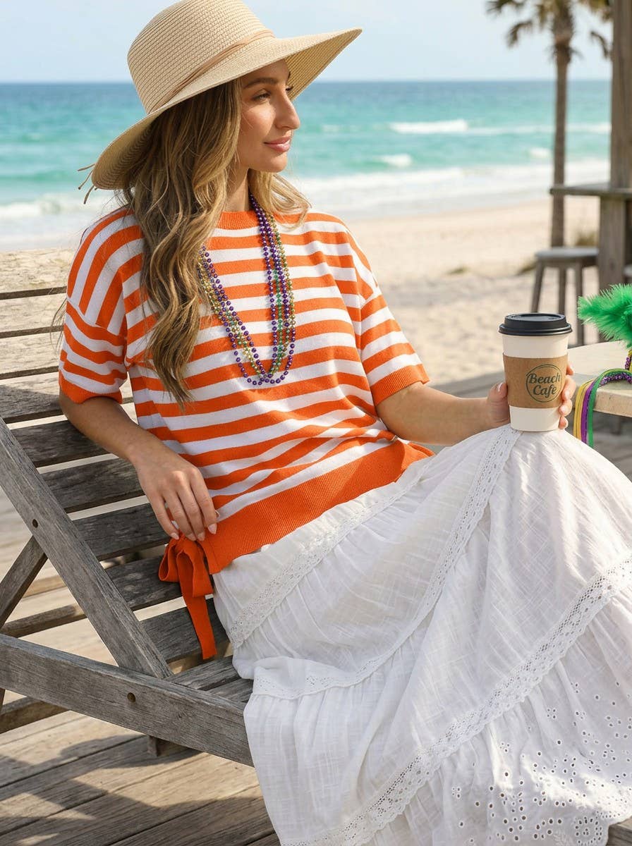 Striped Side Bow Sweater