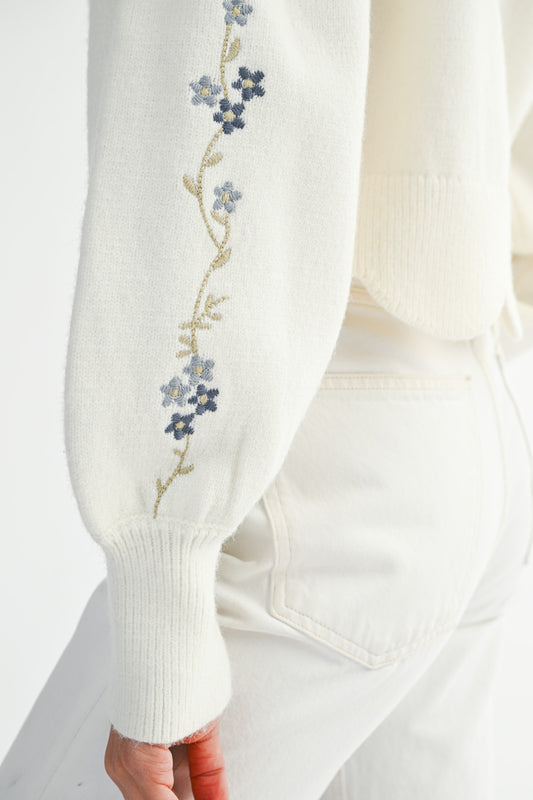 Floral Scalloped Sweater