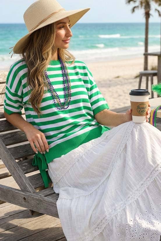Striped Side Bow Sweater