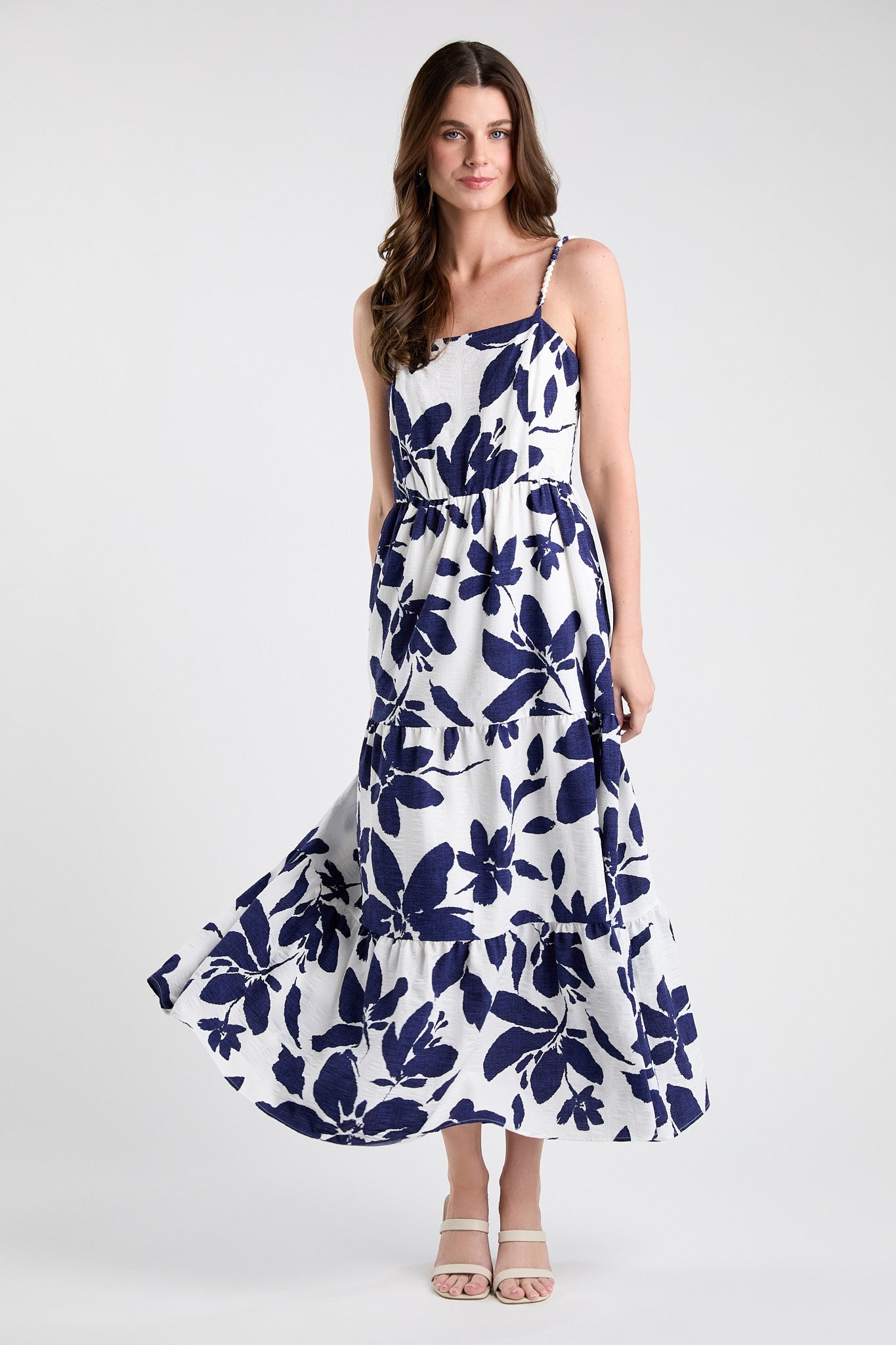 Blue Floral Midi Dress
