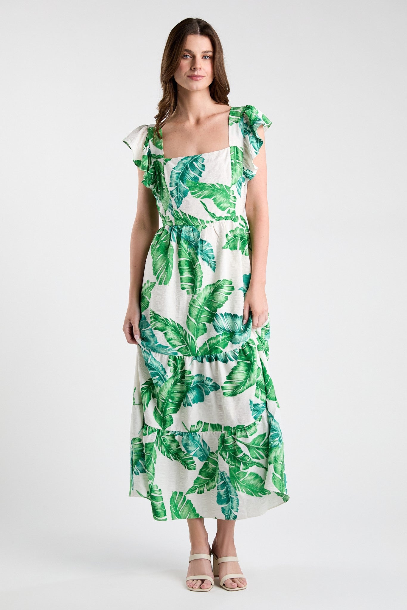 Tropical Leaf Maxi Dress