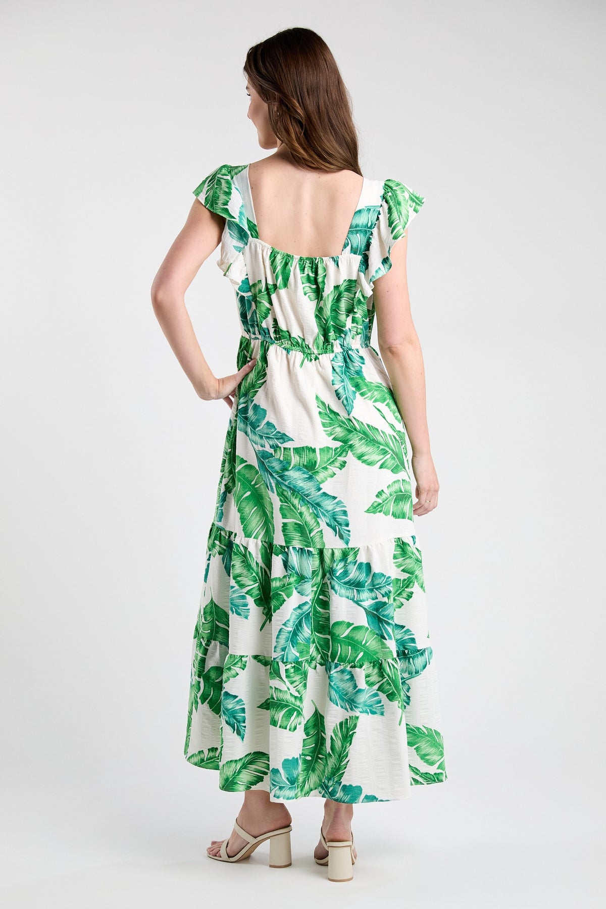 Maxileaf Tropical Leaf Maxi Dress – The White Cottage on Main