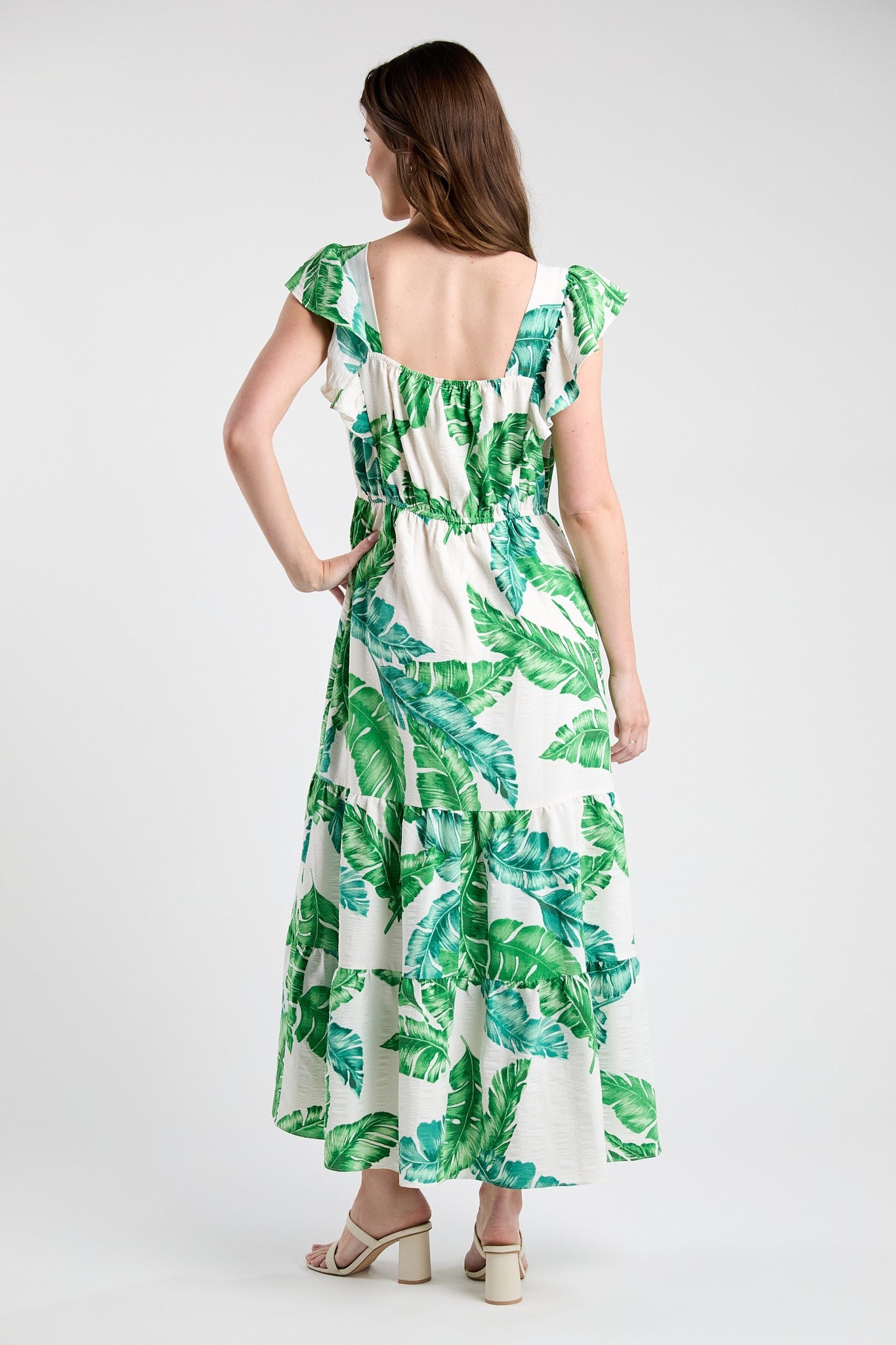 Tropical Leaf Maxi Dress