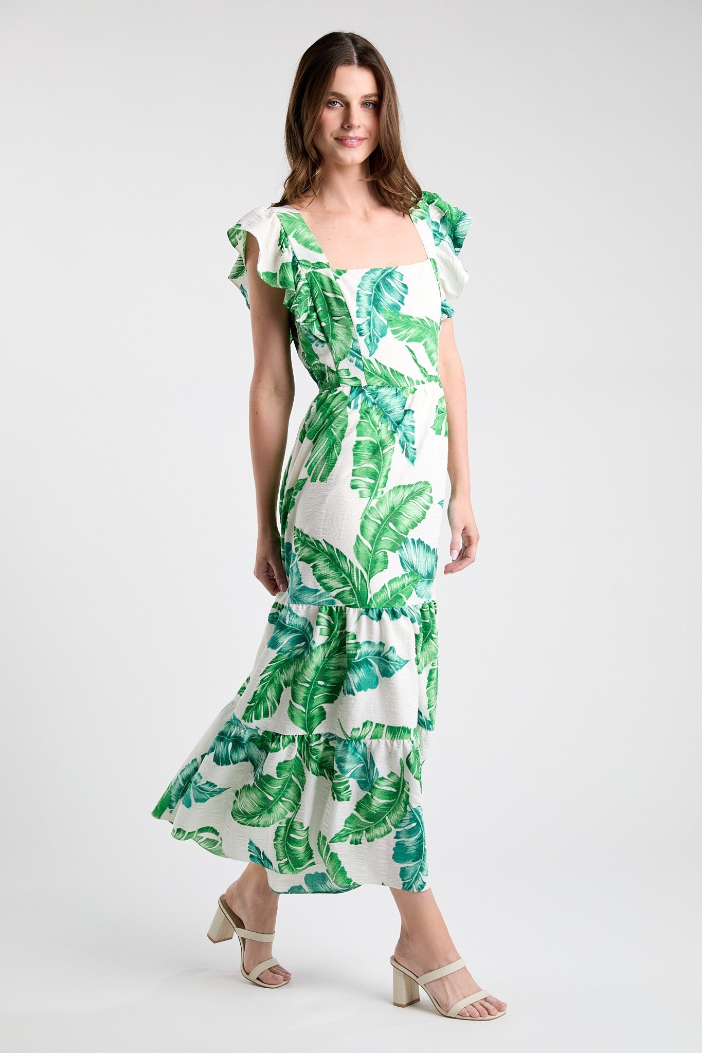 Tropical Leaf Maxi Dress