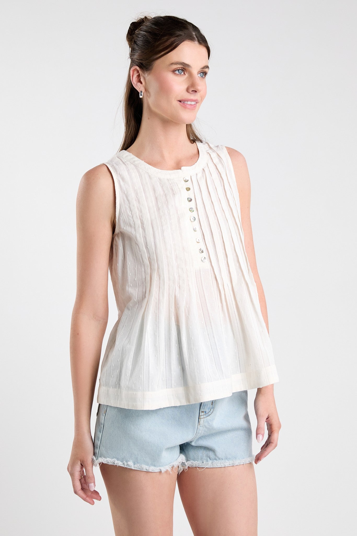 Ivory Pintuck Top