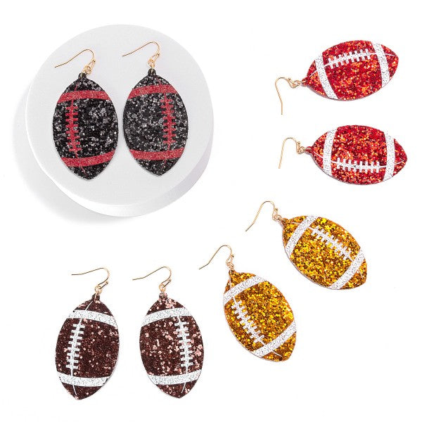 Glitter Football Earrings