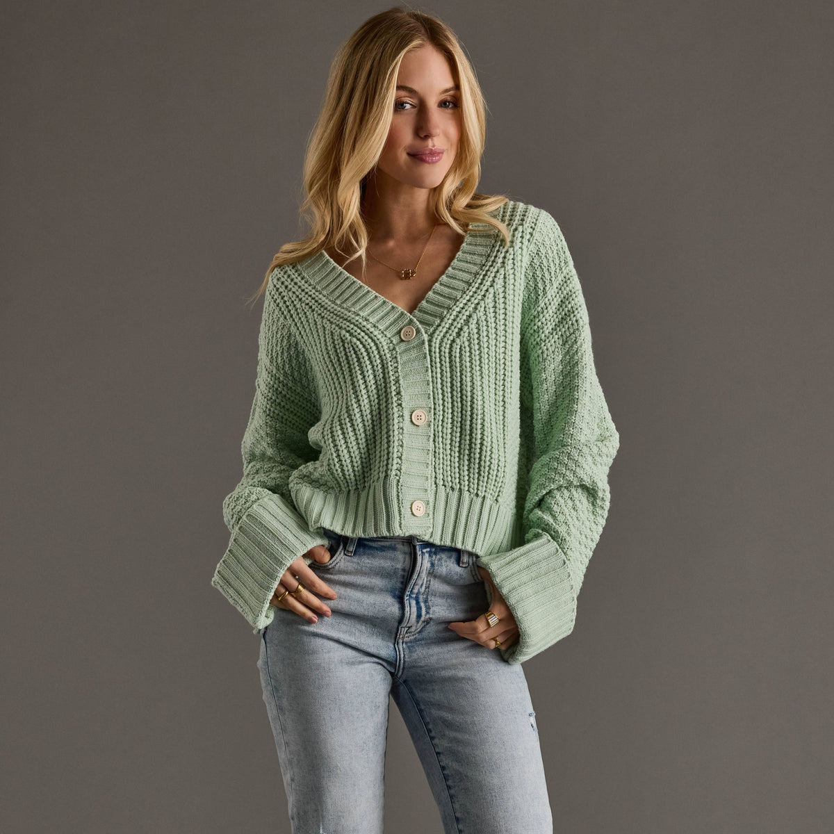 Mint Button Up Cardigan