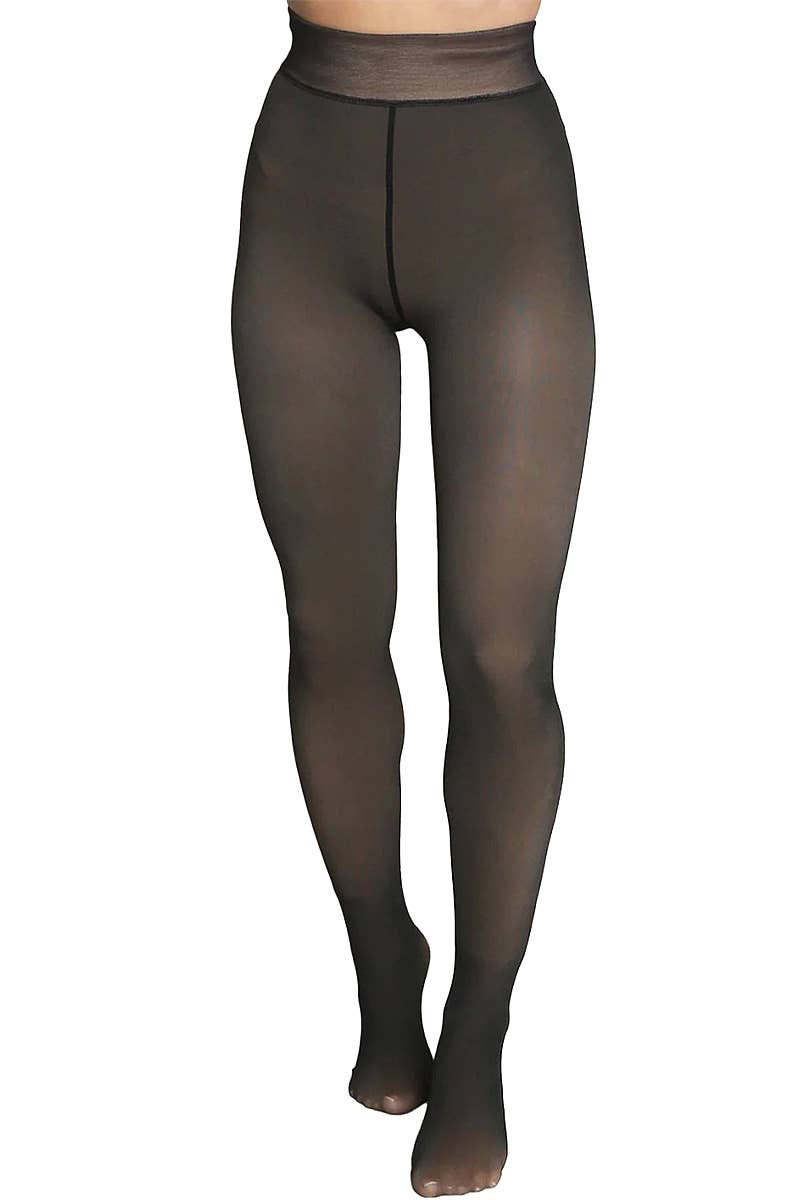 Faux Sheer Fleece Lined Tights