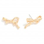 Metal Stud Bow Earrings