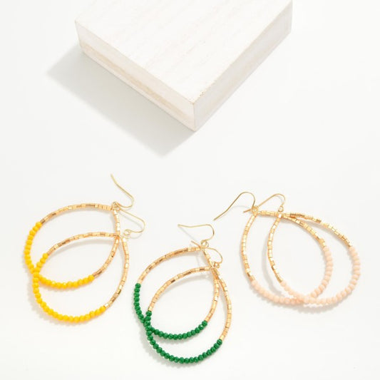 Beaded Oval Earrings