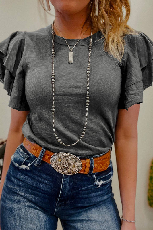 Layered Ruffle Sleeve Top