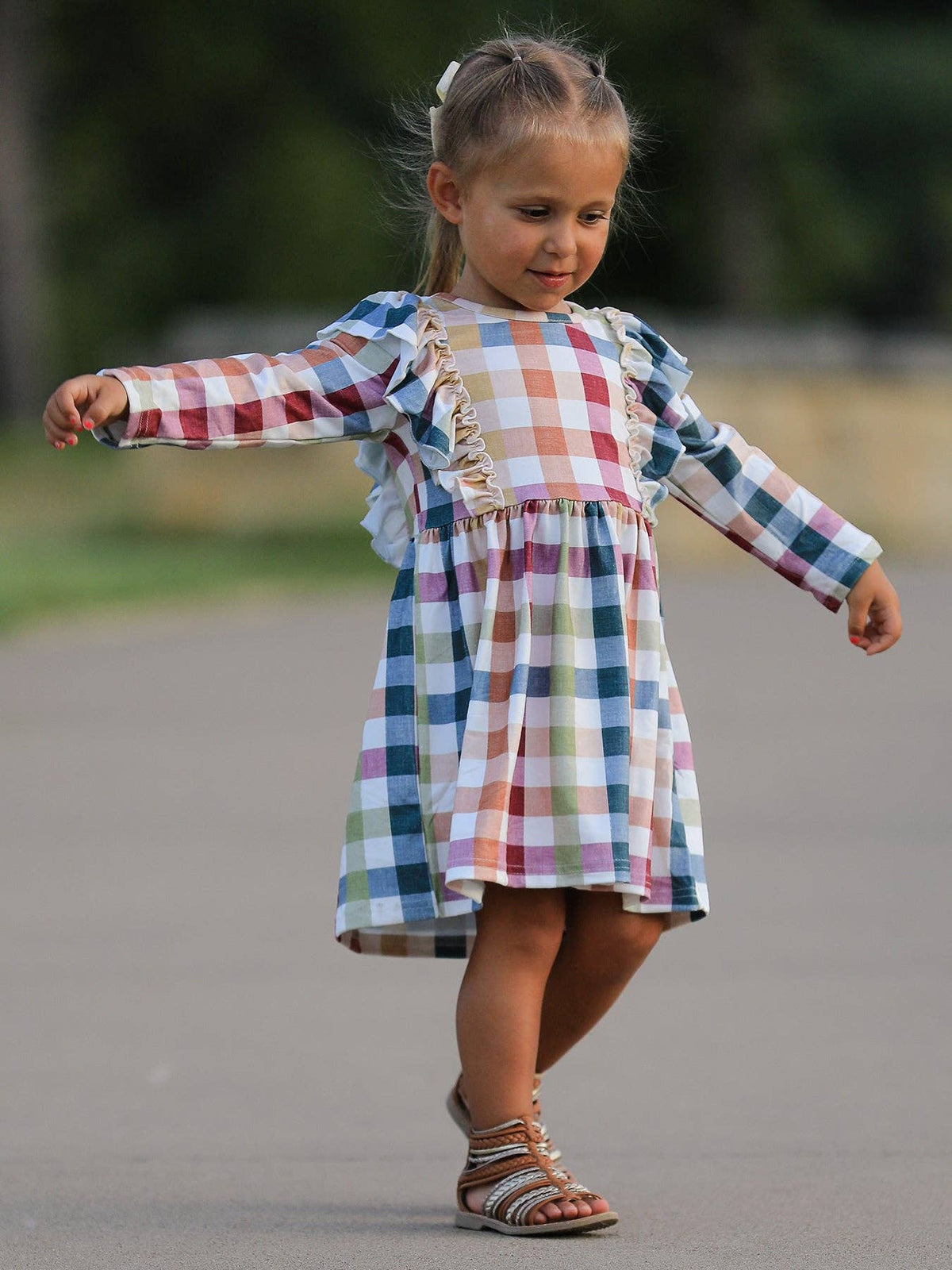 Plaid Long Sleeve Dress