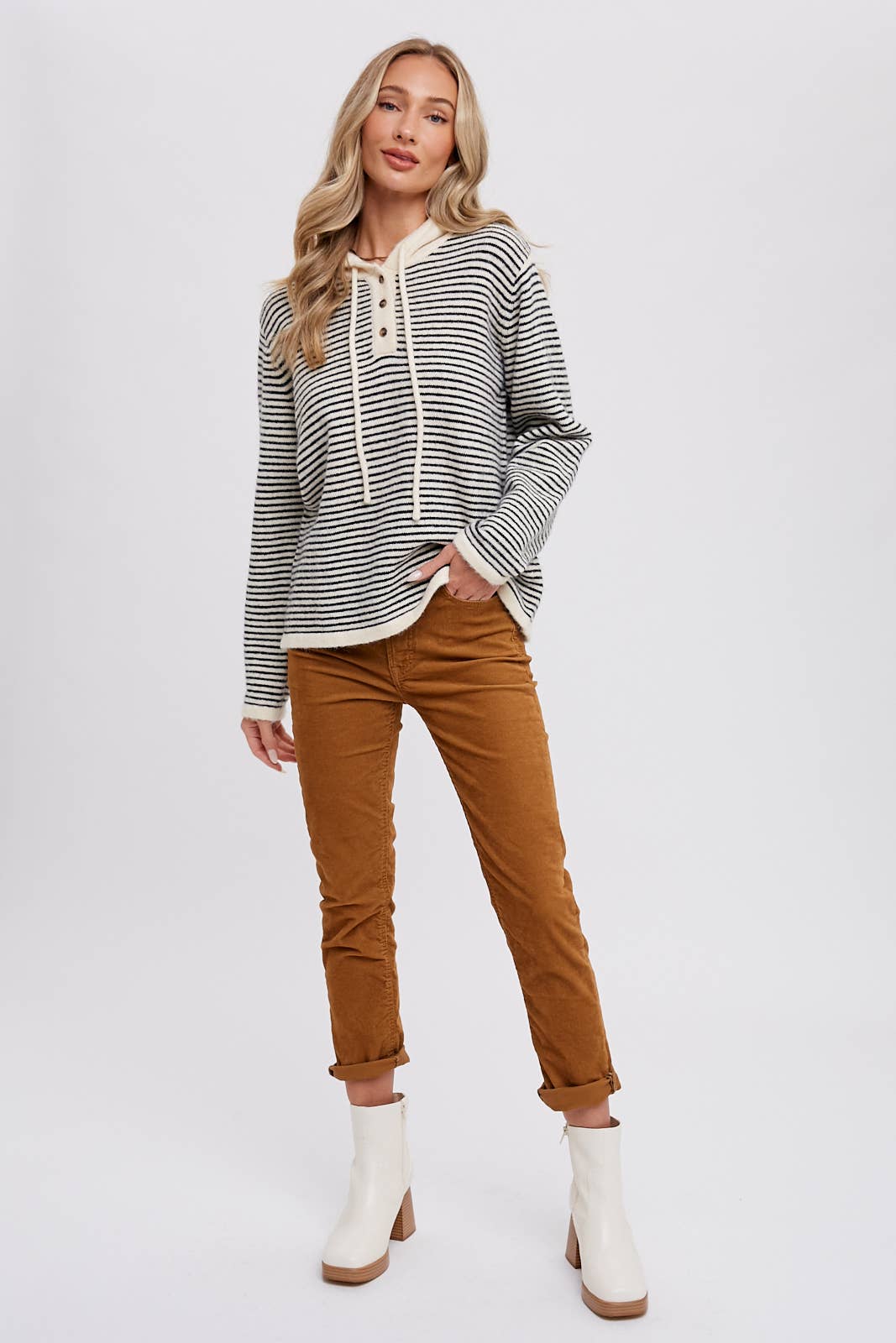 HENLEY SWEATER WITH HOODIE