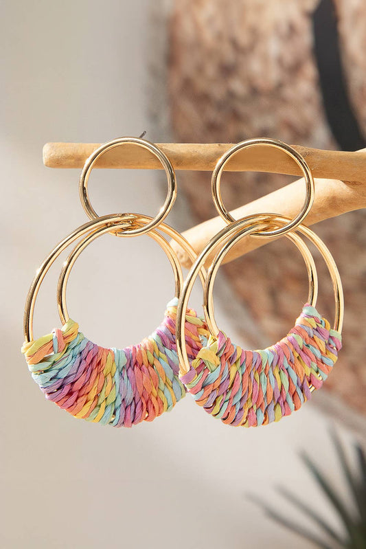 LDC Bohemian Woven Raffia Dangle Earrings