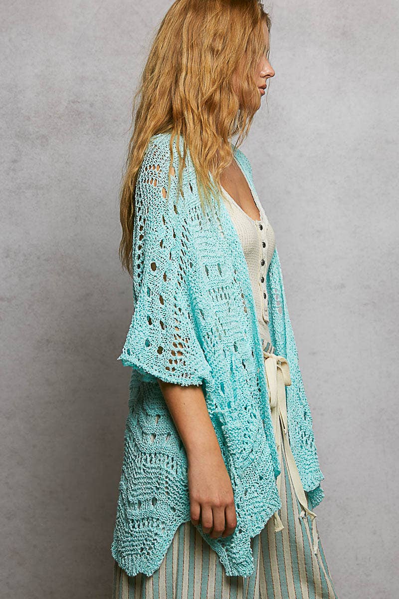 Aqua Crochet Cardigan
