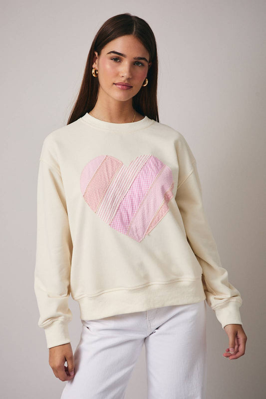 HEART PATCHWORK SWEATSHIRT
