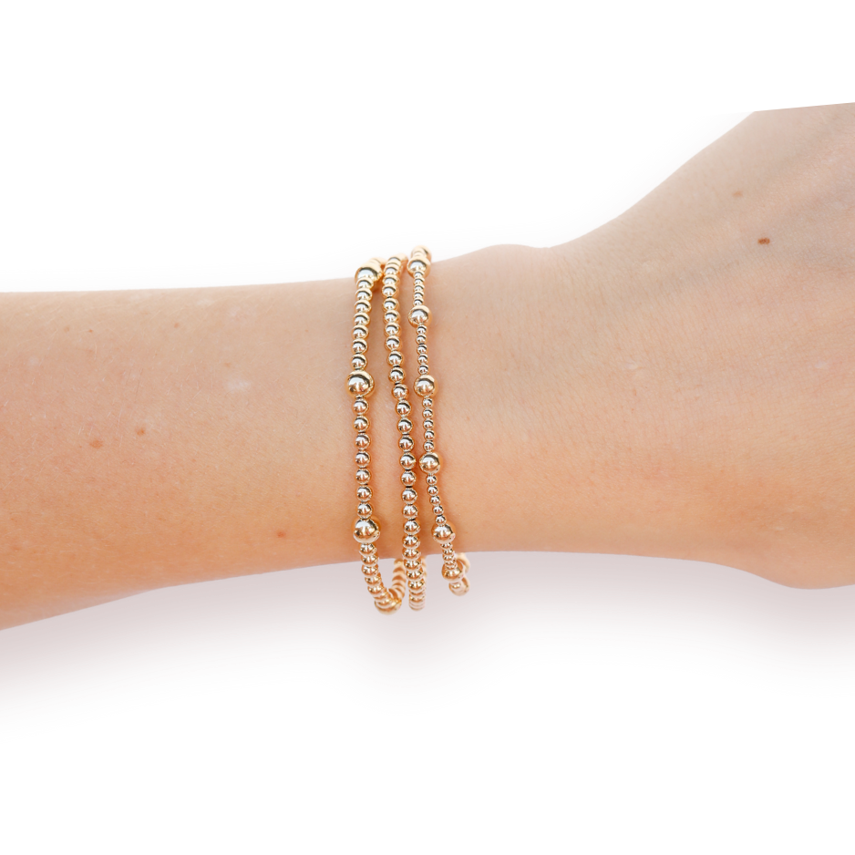 June,Olive + 3MM Gold Stack