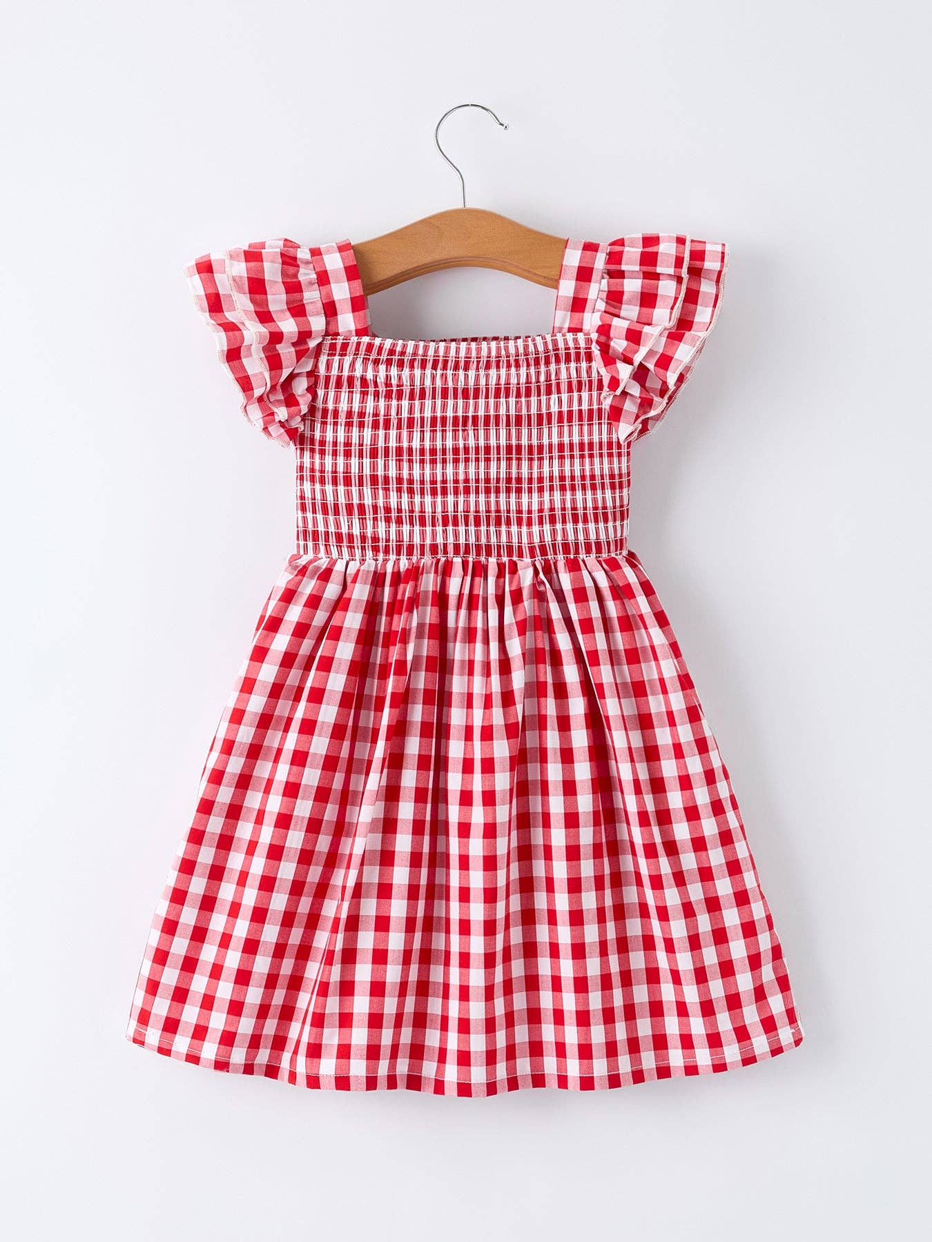 Red Checked Smocked Dress