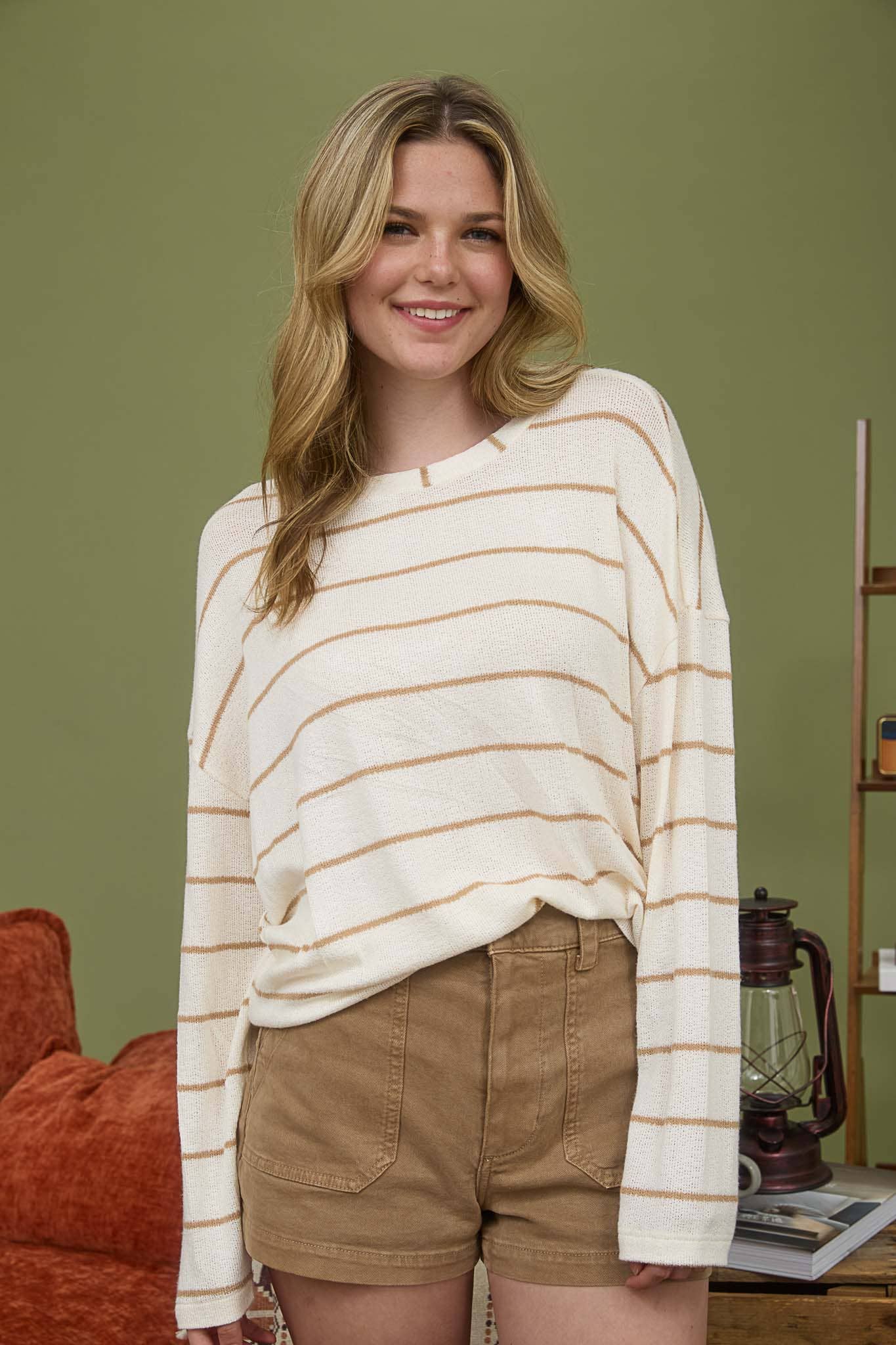 STRIPE DROP SHOULDER TOP