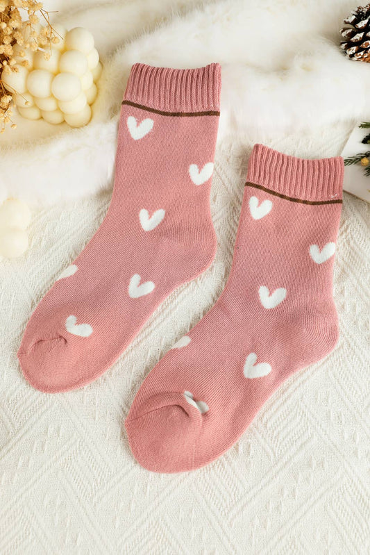 Ribbed Heart Crew Socks