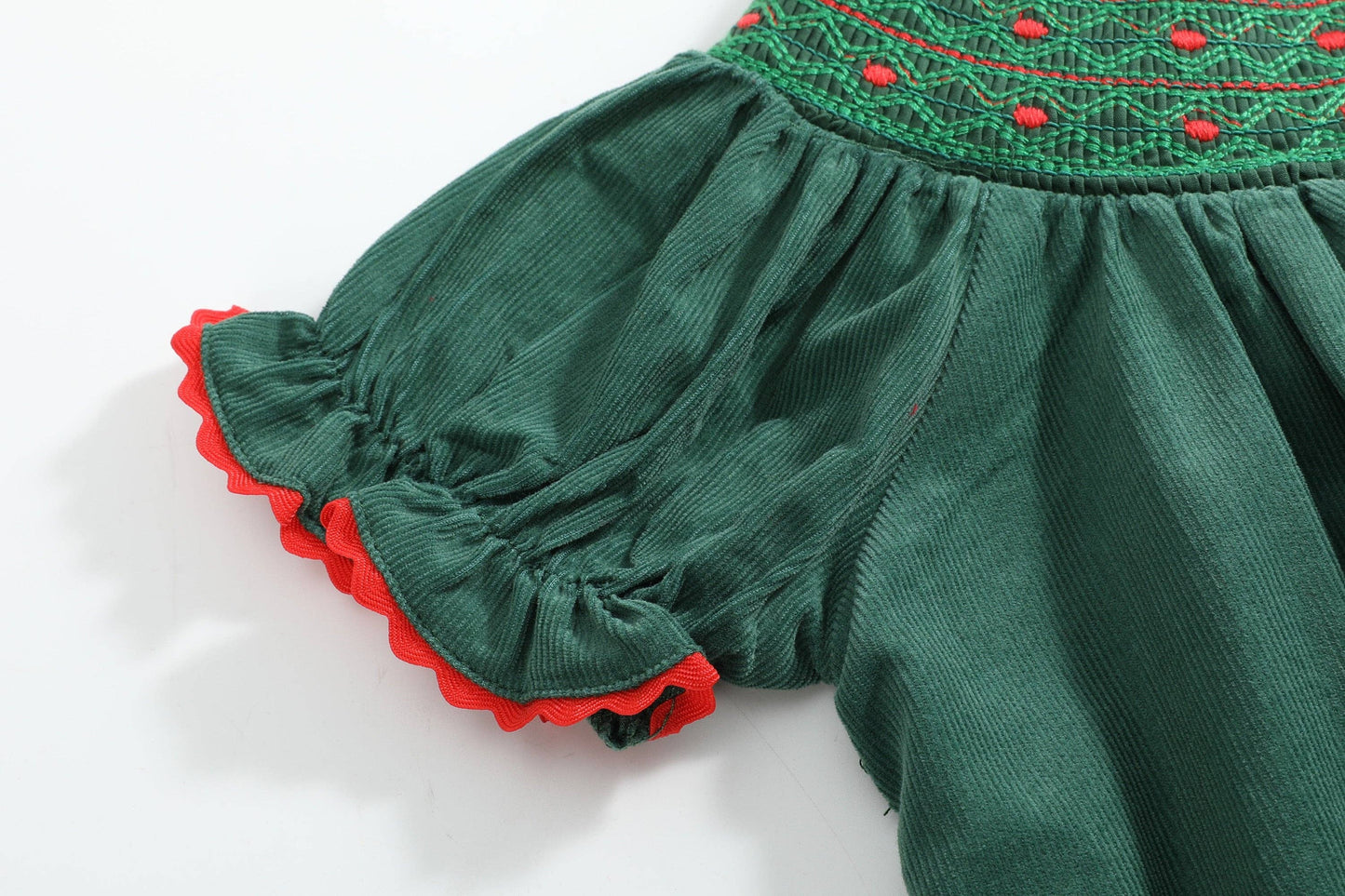 Green Corduroy Smocked Dress