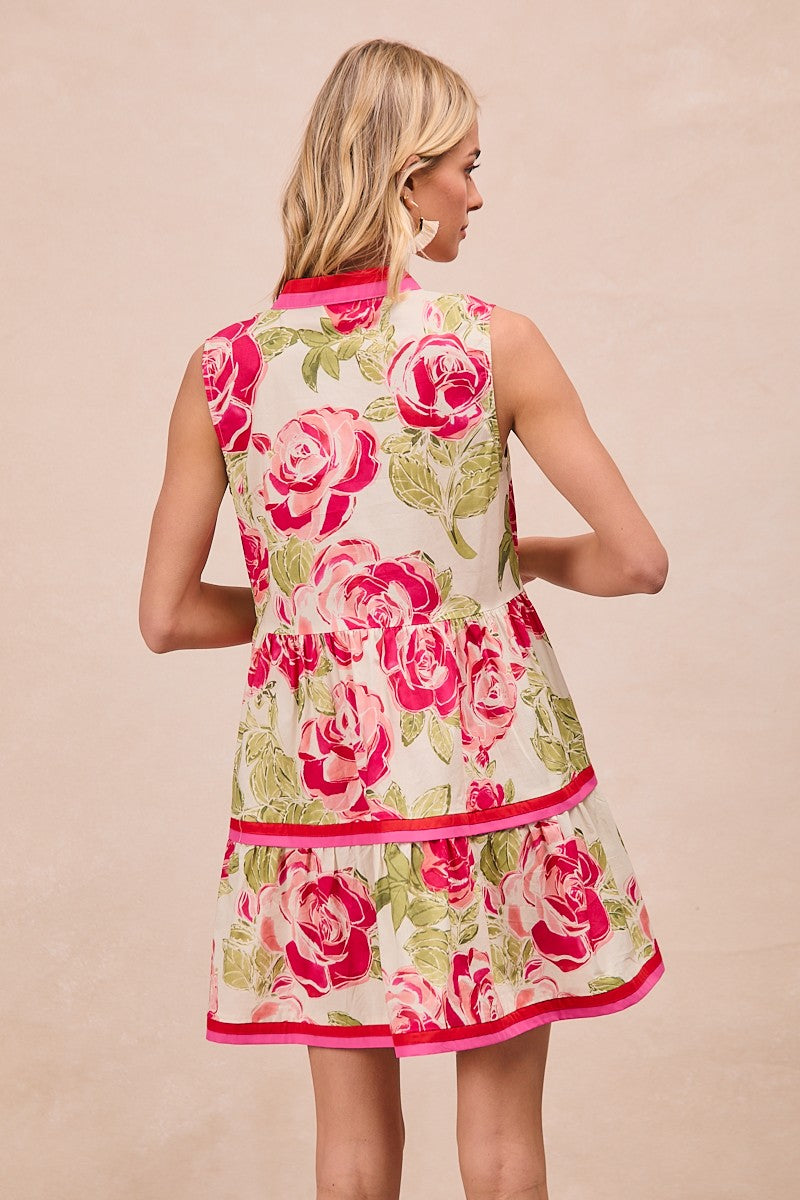 Floral V Neck Dress